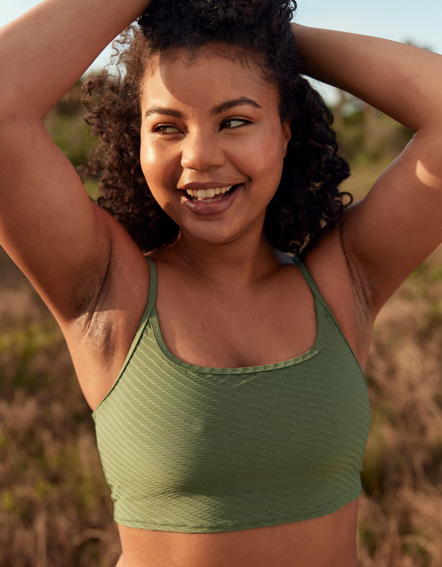 Aerie Jacquard Longline Scoop Bikini Top | American Eagle Outfitters (US & CA)