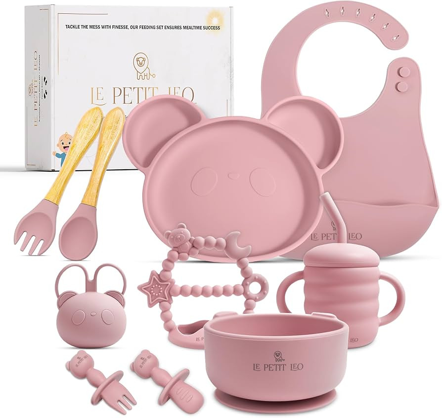 Silicone Baby Feeding Set - Complete Baby Led Weaning Supplies with Silicone Bibs, Suction Plates... | Amazon (US)