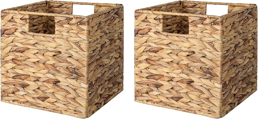 StorageWorks Wicker Baskets for Storage with Liners, Water Hyacinth Storage Baskets for Organizin... | Amazon (US)
