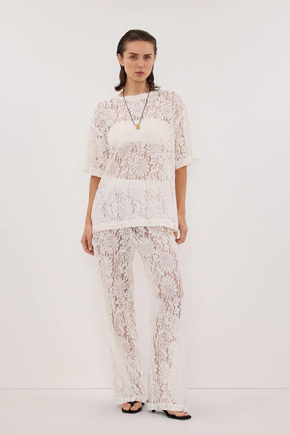 WILMA WHITE LACE PANT | DISSH