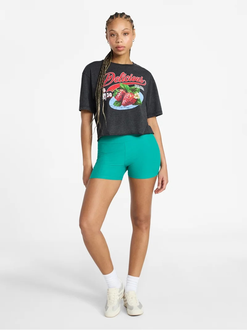 No Boundaries Boxy Cropped Graphic Tee, Women's XXS-XXL | Walmart (US)