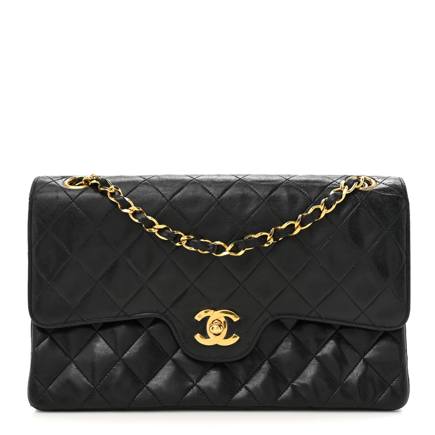 Lambskin Quilted Medium Double Flap Black | FASHIONPHILE (US)