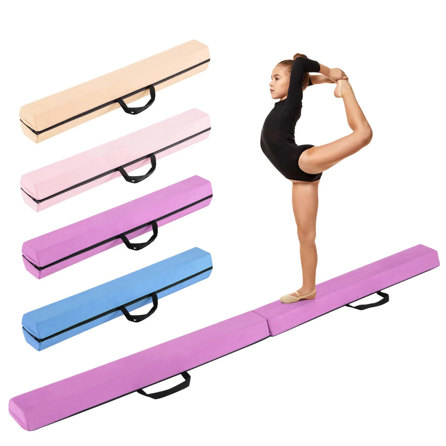 Costway 7 FT Folding Balance Beam Foam Floor Gymnastic Beam with Carrying Handles Purple one_size | HCST05834 | Lowe's
