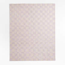 Imperfect Checkerboard Lilac Rose Wool Kids Area Rug 5'x8' | Crate & Barrel