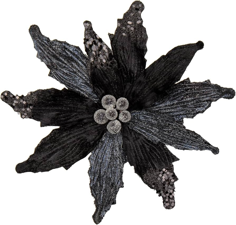 Briful 12'' Large Heads Christmas Glitter Poinsettia Flowers Christmas Tree Ornaments Set of 4 Ar... | Amazon (US)