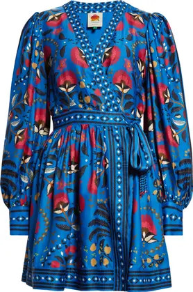 Palms Paradise Long Sleeve Wrap Minidress | Nordstrom