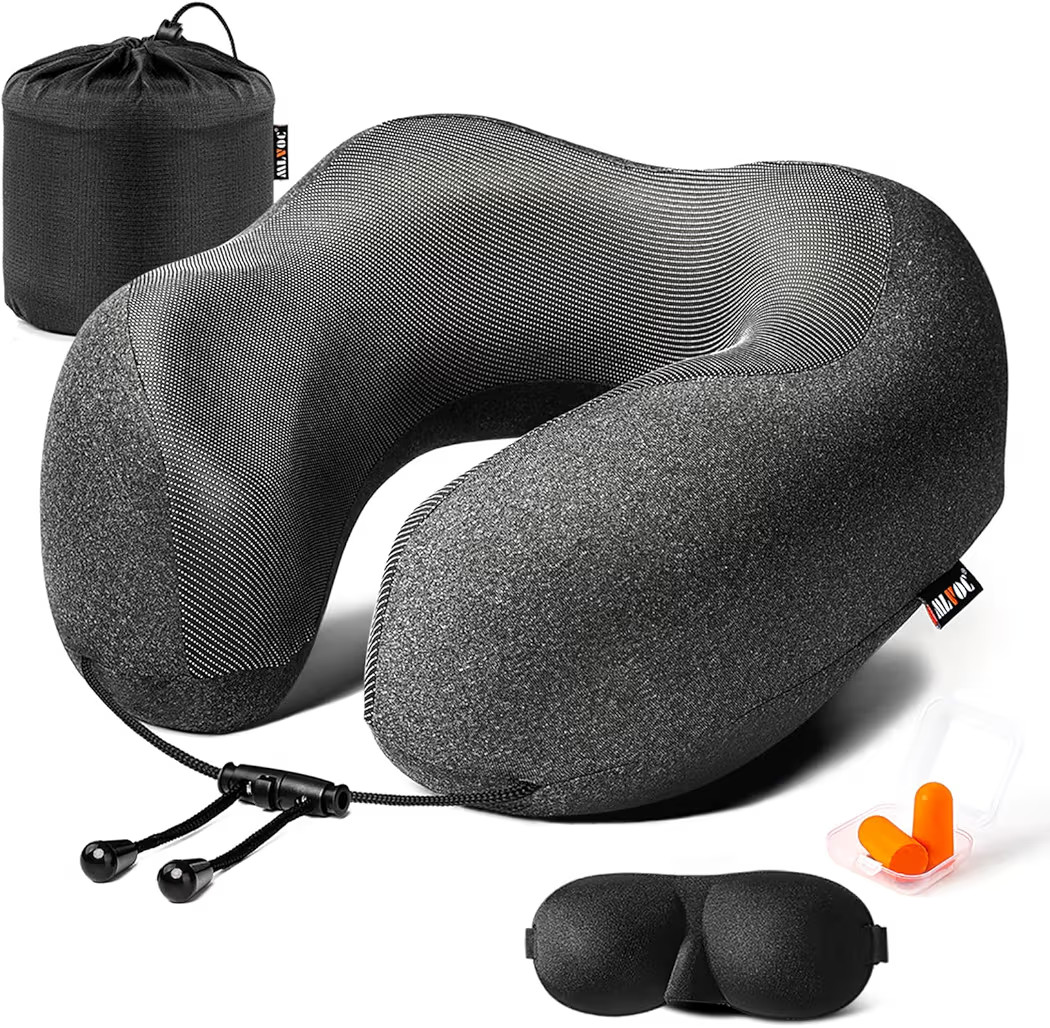 MLVOC Travel Pillow 100% Pure Memory Foam Neck Pillow, Comfortable & Breathable Cover, Machine Wa... | Amazon (US)