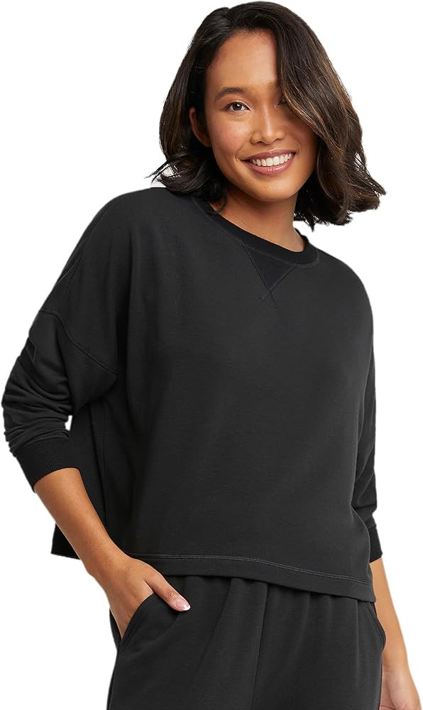 Hanes Women's Originals Sweatshirt, Soft Brushed Fleece Cropped Pullover, Plus | Amazon (US)
