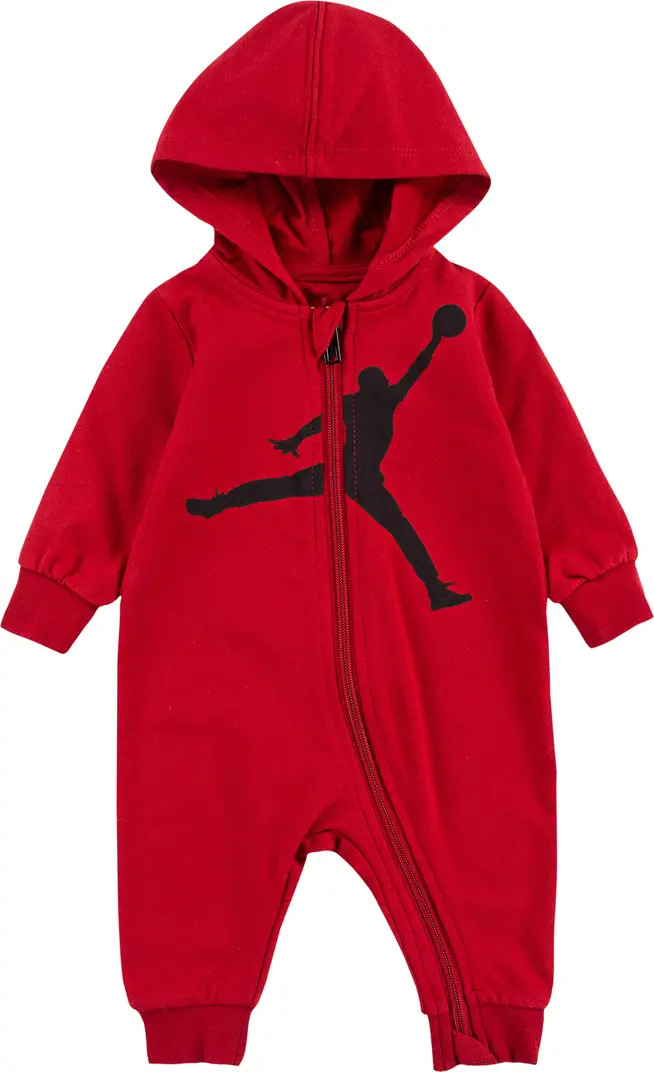Jumpman Hooded Cotton Blend Romper | Nordstrom