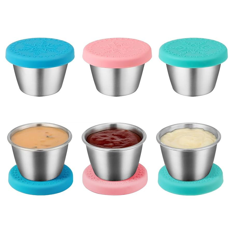 Freshmage [6 Pack 2.4oz] Stainless Steel Dressing Container with Silicone Lids, Reusable Leakproo... | Amazon (US)