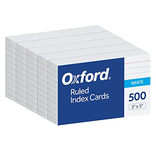 Oxford Index Cards, 3 x 5 Inches, White, Lined on Front, Blank on Back, Flashcards for School and... | Amazon (US)