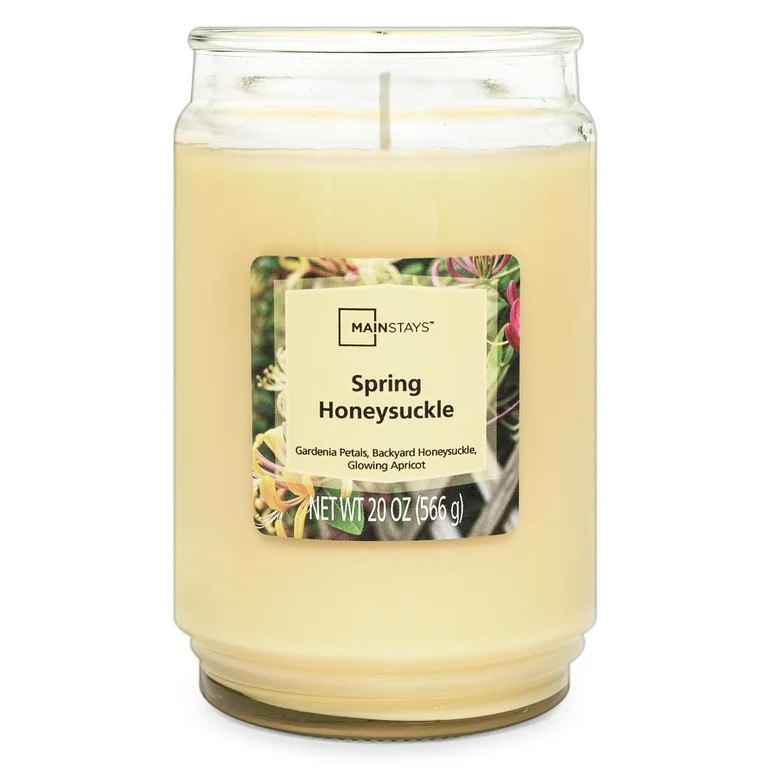 Mainstays Spring Honeysuckle Scented 1-Wick Glass Jar Candle, 20 oz | Walmart (US)