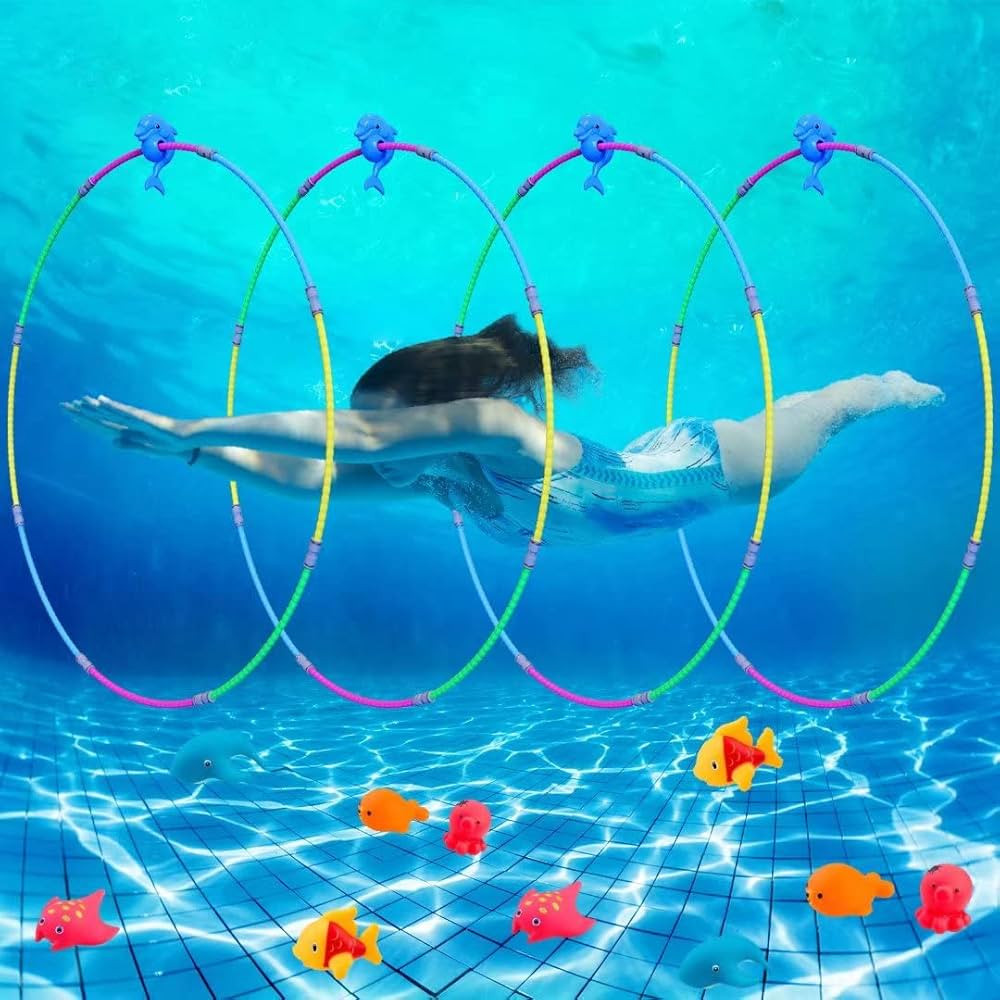 Pool Toys, 4-Pack Swimming Rings for Kids, Swim Thru Rings for Pool, Ideal Pool Driving Games Toy... | Amazon (US)