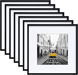 Giftgarden Black 12x12 Picture Frame Set of 7, Matted to 8x8 with Mat or 12 x 12 without Mat, Mul... | Amazon (US)