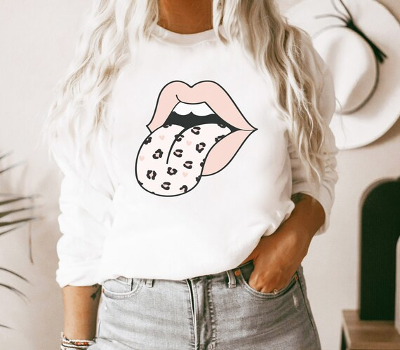Valentines Sweatshirt Valentine Sweatshirt Tongue Lips Hearts | Etsy | Etsy (US)