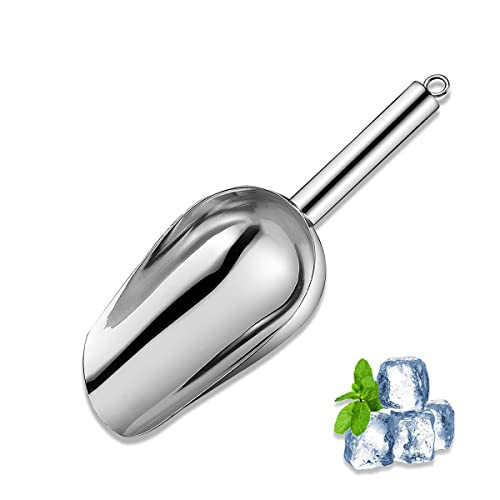 Metal Ice Scoop 6 Oz，Kitchen Ice Scooper for Ice Maker, Small Food Scoops for Bar Party Wedding Pet Dog Food, Stainless Steel Silver | Amazon (US)
