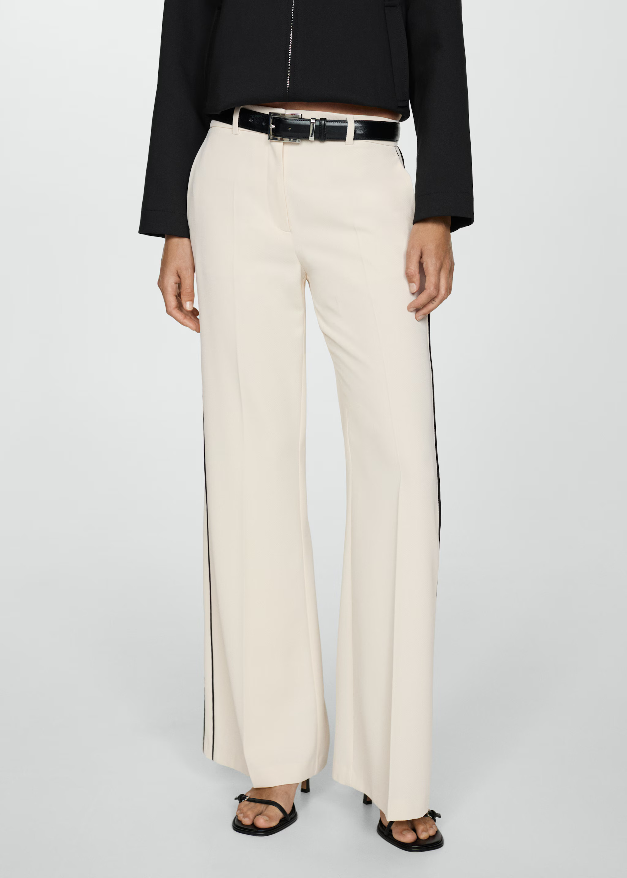 Wideleg striped pants - Women | MANGO USA | Mango (US/MX/AU)