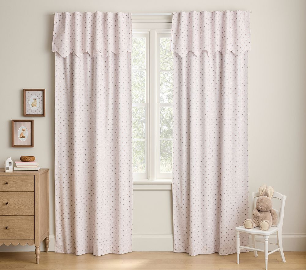 Rylee + Cru Wildflower Scallop Blackout Curtain  44"W x 84"L  $139 | Pottery Barn Kids