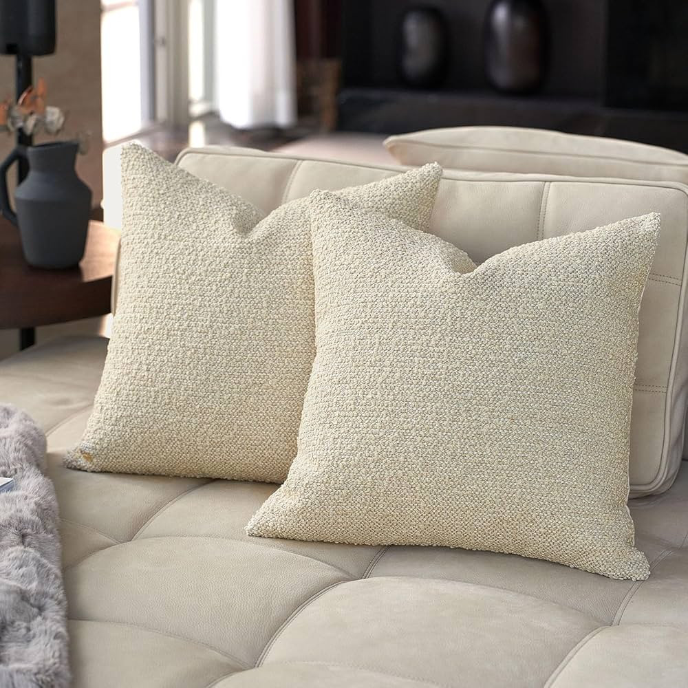 DOMVITUS 18x18 Pillow Covers Set of 2, Boucle Pillow Covers, Luxury Decorative Neutral Throw Pill... | Amazon (US)