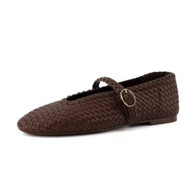 CUSHIONAIRE Women's Bistro Woven Mary Jane Flat +Memory Foam BROWN 11 | Target