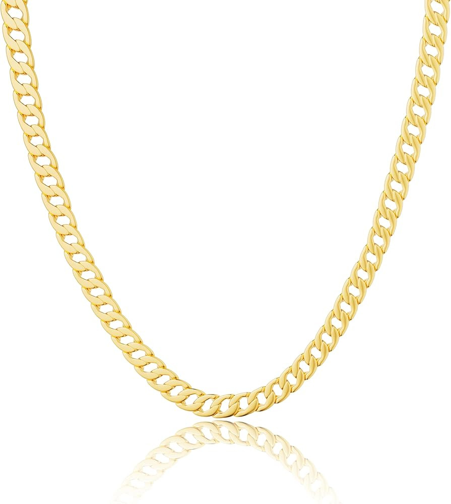 Moodear Gold Necklace for Women 14K Gold/Sliver Chain Cuban Link Paperclip Chain Pearl Pendent Ne... | Amazon (US)