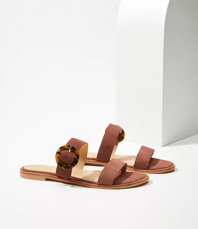 Tortoiseshell Print Buckle Slide Sandals | LOFT