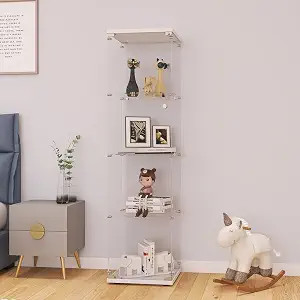 LFT HUIMEI2Y Glass Display Cabinet 4-Shelf with Door and Lock, Curio Cabinets Upgraded Quick-Inst... | Amazon (US)