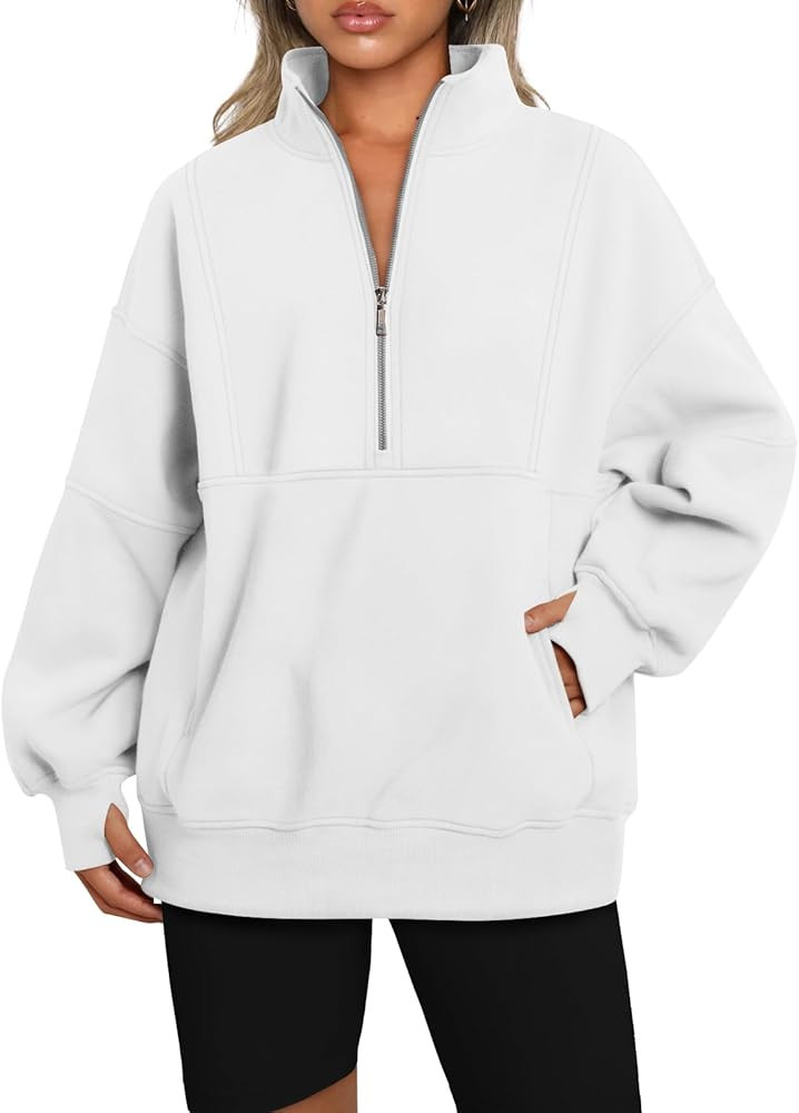 AUTOMET Women's Half Zip Oversized Sweatshirts Fleece Long Sleeve Hoodies Casual Sweaters with Po... | Amazon (US)