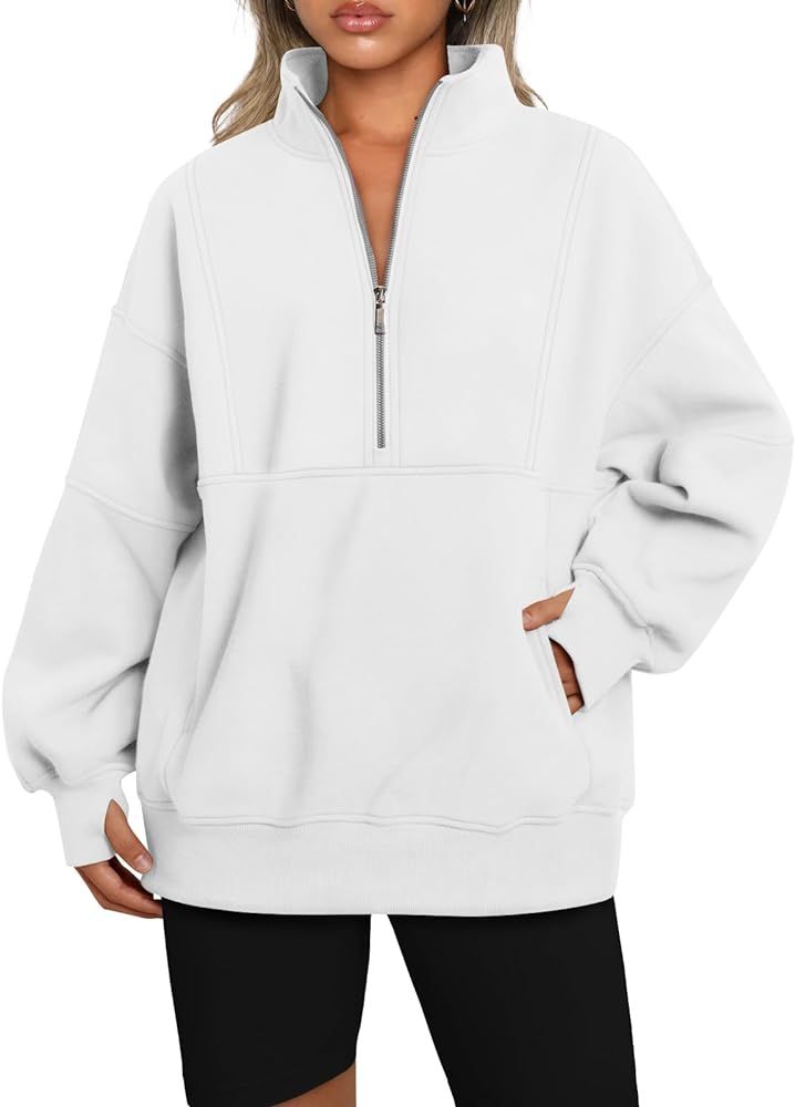 AUTOMET Women's Half Zip Oversized Sweatshirts Fleece Long Sleeve Hoodies Casual Sweaters with Po... | Amazon (US)