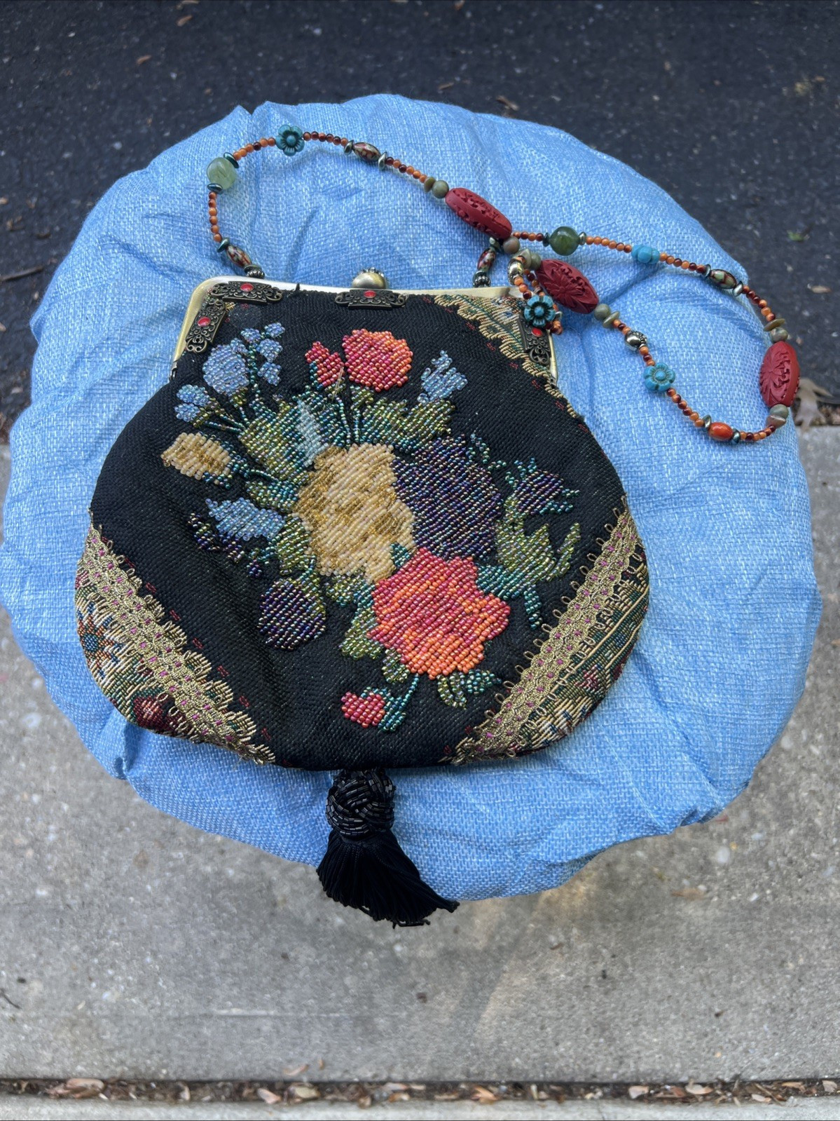 Vintage Stunning Mary Francis Beaded Tapestry Evening Bag floral Design | eBay US