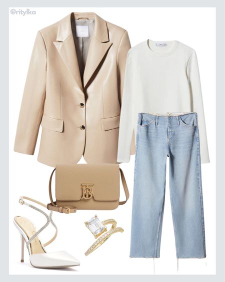 Spring fashion 2023

Beige leather blazer
Mango blazer 
Mango white top 
Mango white sweater 
Mango blue jeans
Tan crossbody bag
White heels
Gold ring

#workoutfit #workwear #workoutfitwinter #workwearstyle #spring2023fashion #spring2023outfits #workoutfitcasual

#LTKSeasonal #LTKworkwear #LTKshoecrush