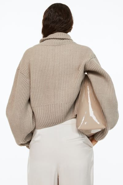 Wool-blend zipped cardigan - Beige - Ladies | H&M GB | H&M (UK, MY, IN, SG, PH, TW, HK)