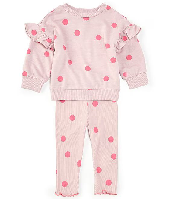 Baby Girls 12-24 Months Long Sleeve Dot Print Sweatshirt & Matching Leggings Set | Dillard's