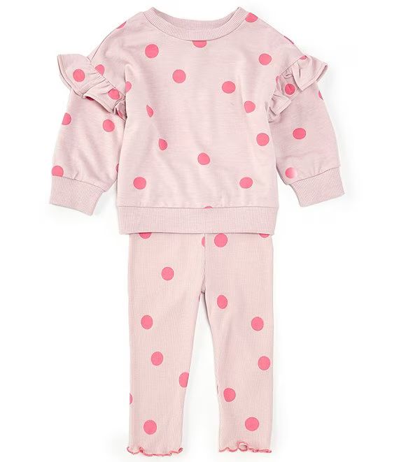 Baby Girls 12-24 Months Long Sleeve Dot Print Sweatshirt & Matching Leggings Set | Dillard's
