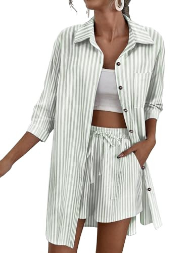 Zeagoo Women’s 2 Piece Lounge Tracksuit Outfit Sets Cotton Linen High Low Shirt and Drawstring ... | Amazon (US)