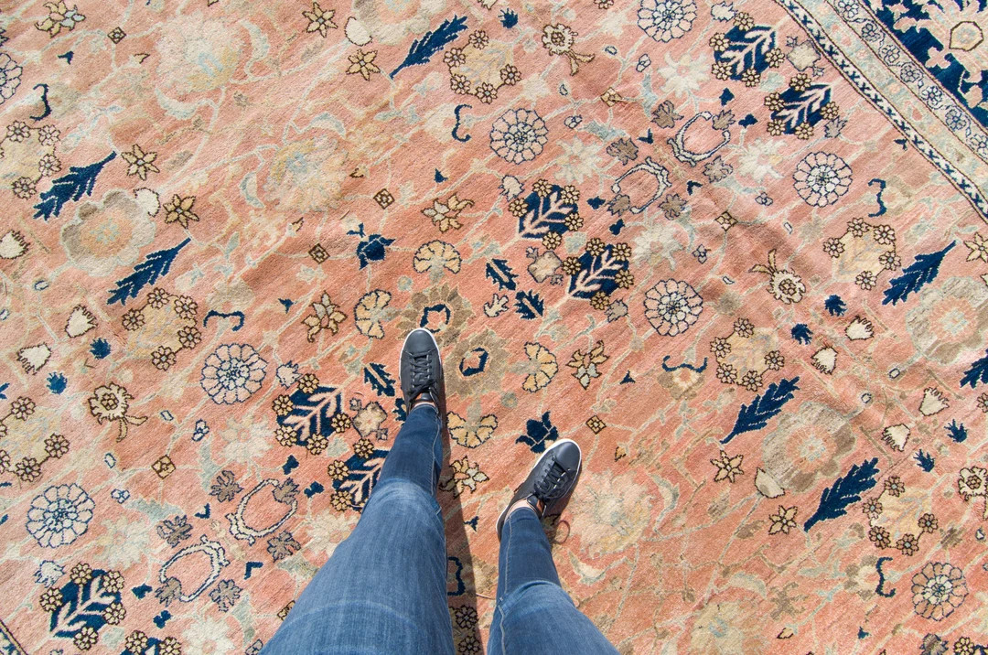 Vintage 12’ x 18’1" Oushak Rug Large Mansion Size Heavy Indian Wool Allover Floral Soft Color... | Etsy (US)