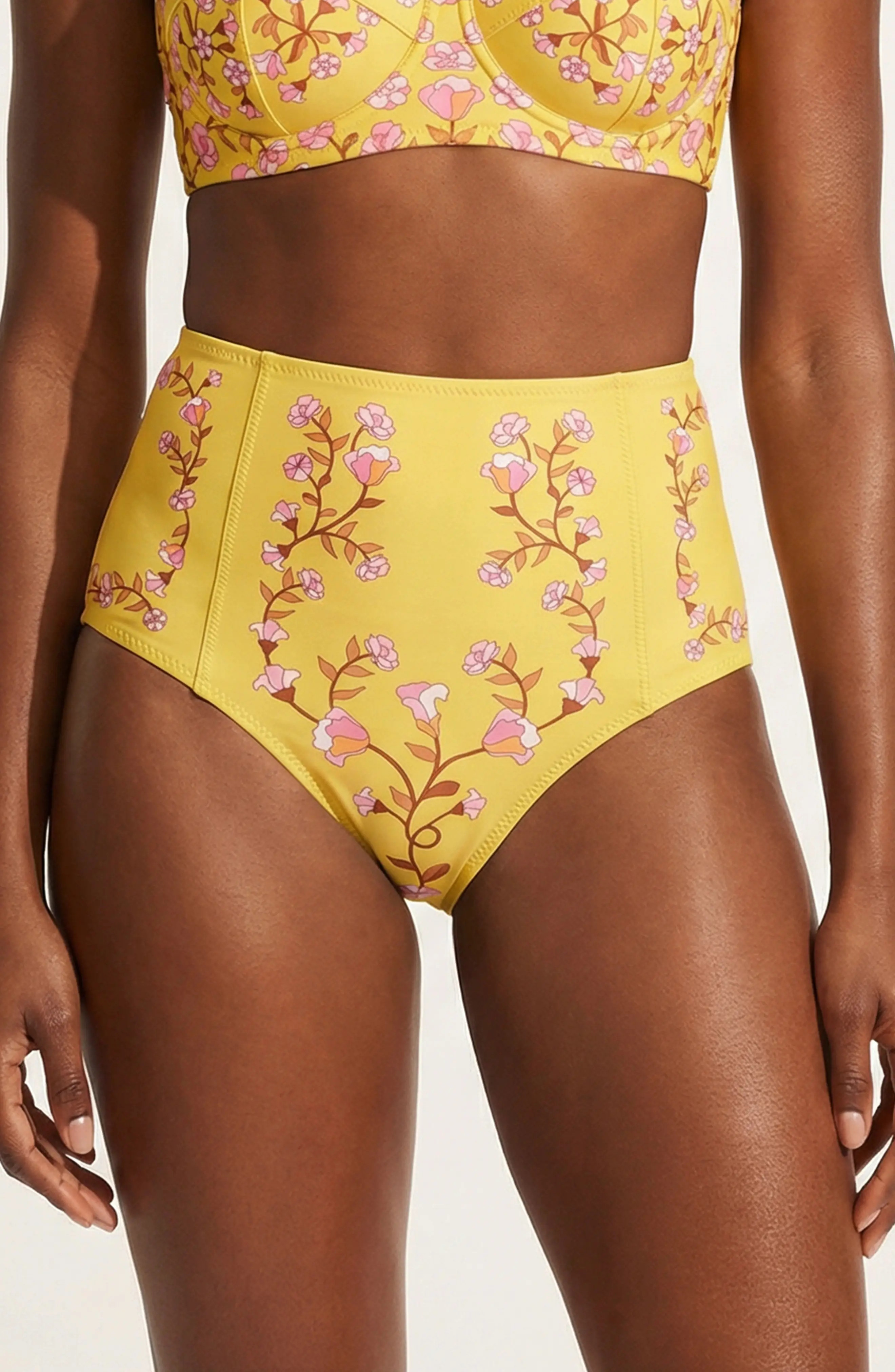 Yellow Bloom High Waisted Bikini Bottom (Women) | Nordstrom | Nordstrom