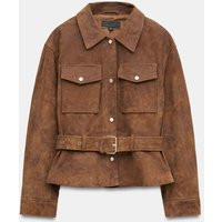 Zara - 100% Leather Belted Jacket - Light Brown - Xl - Woman | Zara US