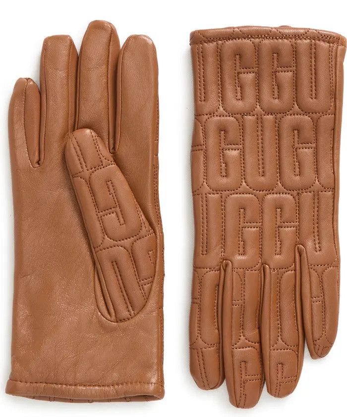Logo Quilted Leather Gloves | Nordstrom Rack
