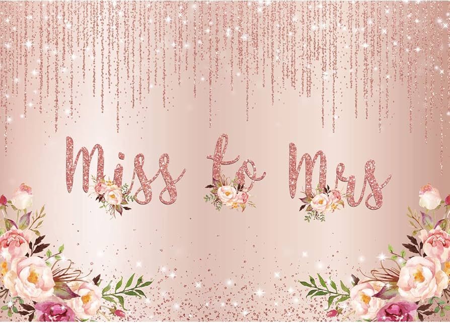 Maijoeyy 7x5ft Rose Gold Miss to Mrs Backdrop Golden Glitter Pink Floral Bridal Shower Backdrop f... | Amazon (US)