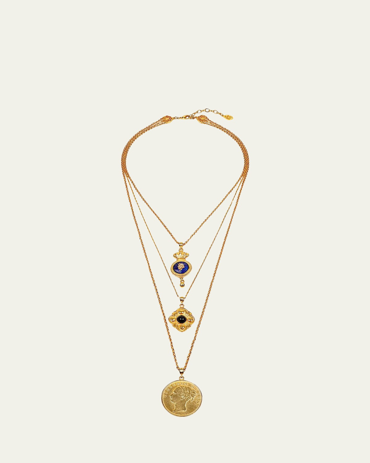 24k Gold Electroplate Triple Charms Necklace | Bergdorf Goodman
