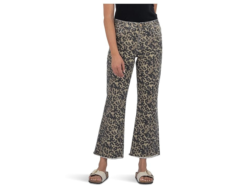 KUT from the Kloth Kelsey High Rise Ankle Flare With Raw Hem Women's Jeans Sage : 16, Denim/Modal/Polyester | Zappos