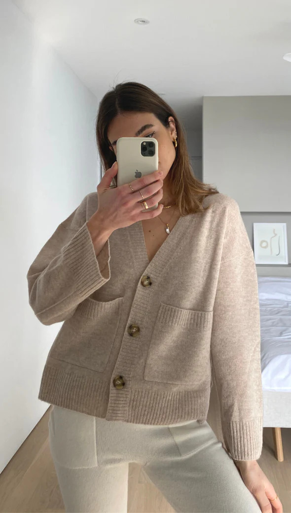 CATHRINE CASHMERE CARDIGAN - OATMEAL | Charli