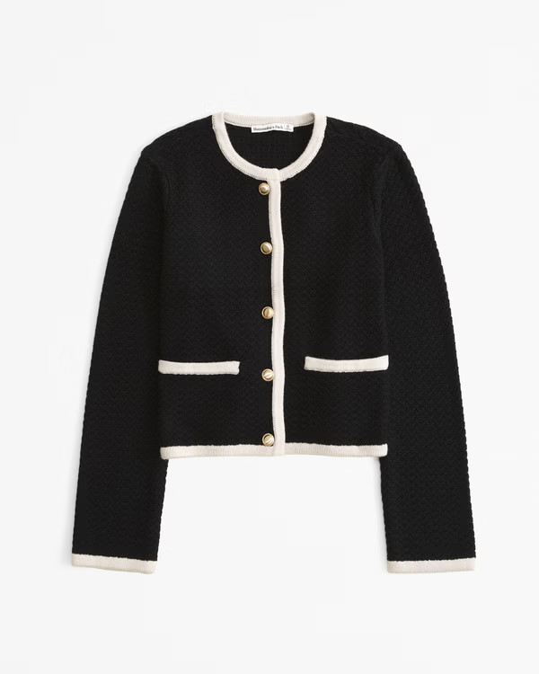 Textural Crew Sweater Jacket | Abercrombie & Fitch (US)