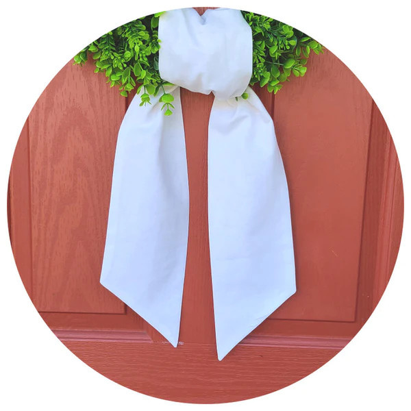 White Linen Wreath Sash | Saddle Stitches