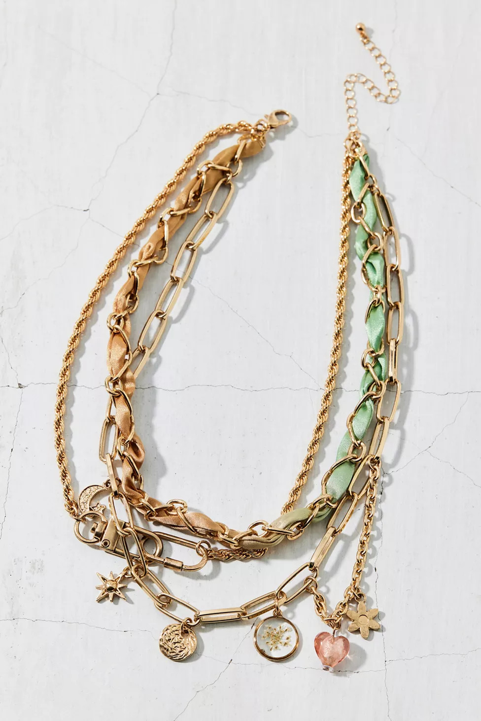 Syd Ribbon Chain Layered Necklace | Urban Outfitters (US and RoW)