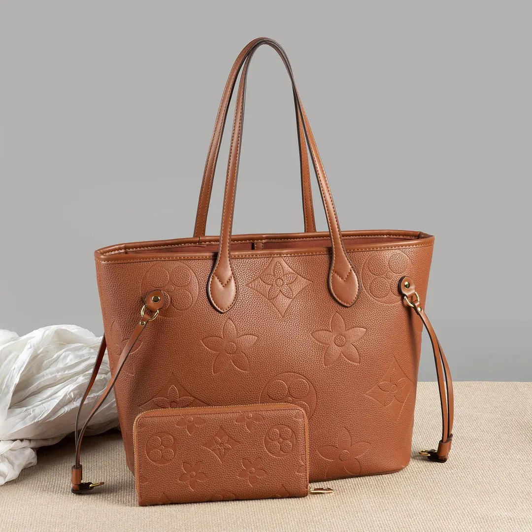Embossed Shoulder Handbags With Wallet for Women – Designer Inspired Tote Bags. Brown Color. Si... | Etsy (US)