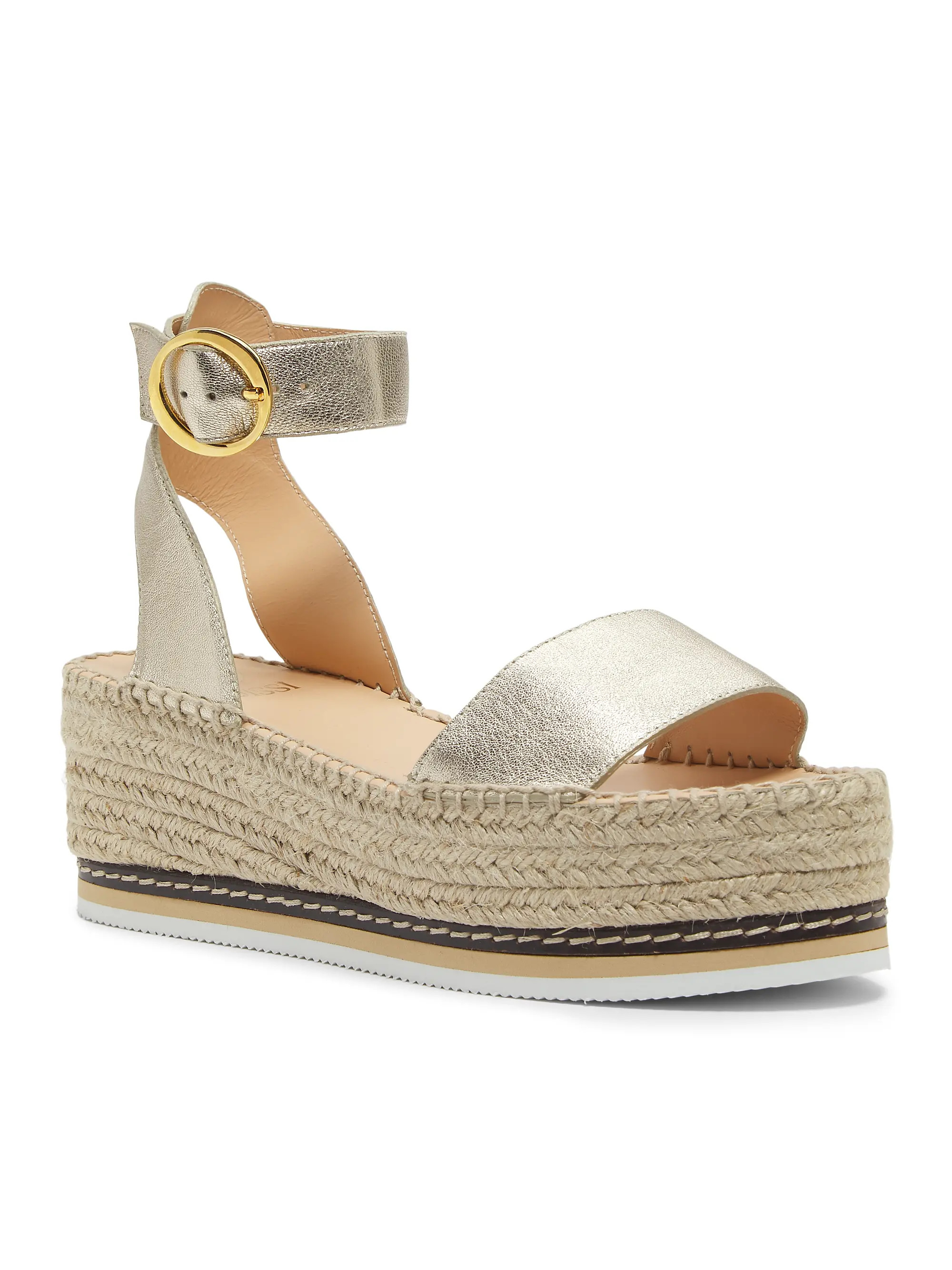 Lily 60MM Metallic Leather Platform Espadrille Sandals | Saks Fifth Avenue