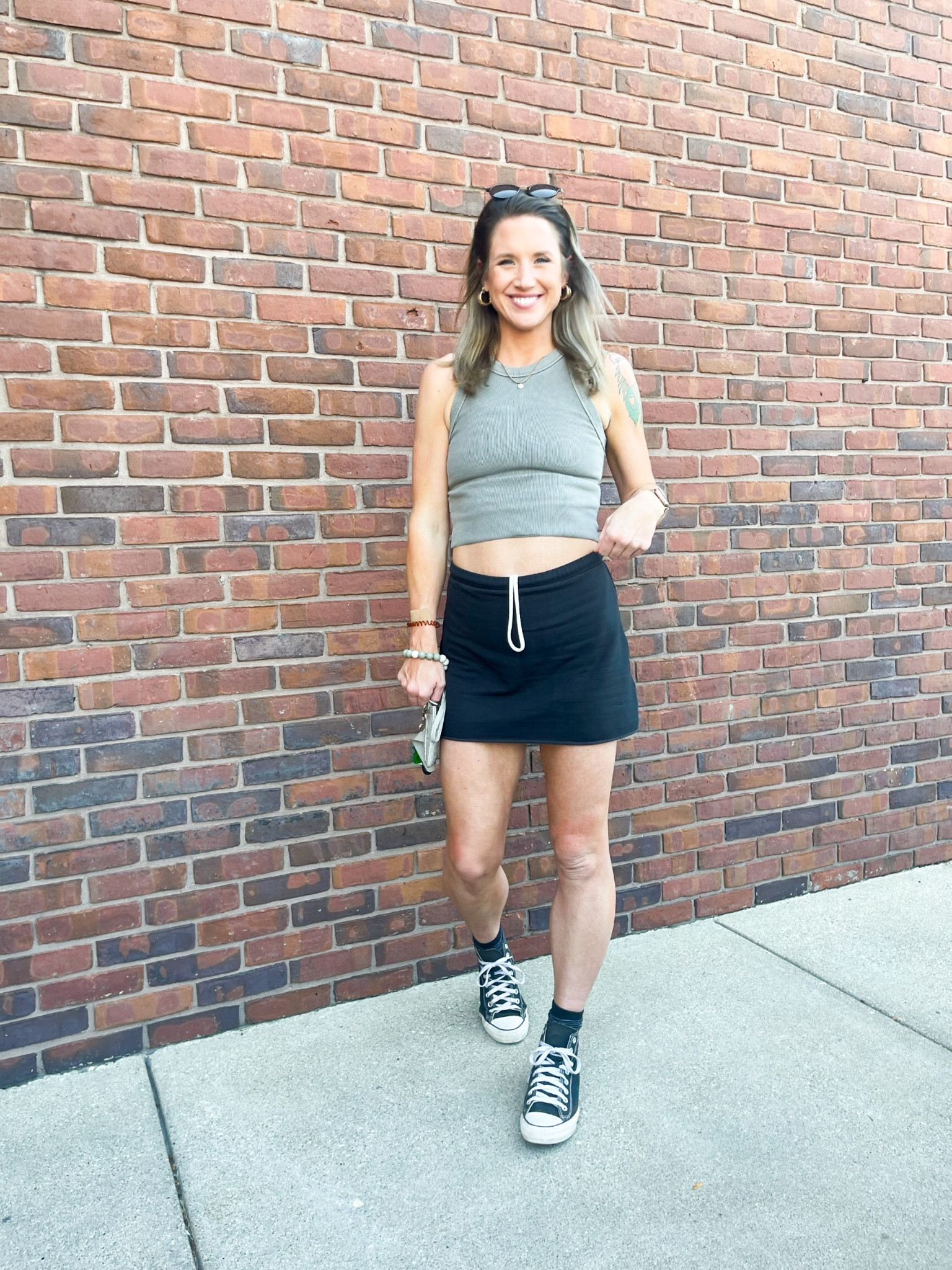 Women’s casual Summer outfit  | looks for less | Aerie skort on sale for $17 and SO. COZY. 

#ootd #looksforless #salefinds #casuallook #momsonthego 

#LTKSeasonal #LTKsalealert #LTKunder50
