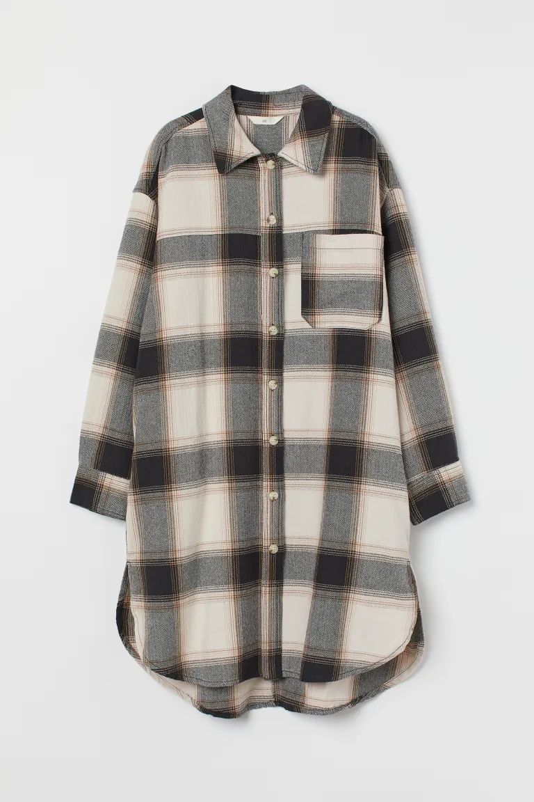 Long Cotton Shirt Jacket | H&M (US + CA)
